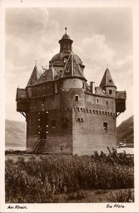 RPPC Die Pfalz am Rhein, Kaub, Germany 1930's Rhine View, Castle
