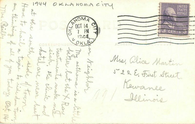 Oklahoma City 1944 Air View Post Office #18 RPPC Photo Postcard 21-9257