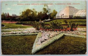 Vtg Chicago Illinois Floral Scene Conservatory Washington Park 1910s Postcard