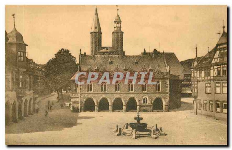 Old Postcard Goslar Harz Marktplatz mit Rathaus Kaiser Worth u Marktkirche