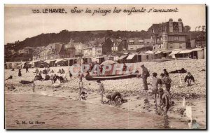 Le Havre - The Beach - Children have fun - Old Postcard