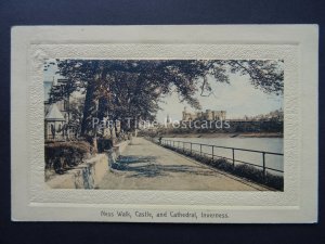 Scotland INVERNESS Ness Walk. Castle & Cathedral c1911 Postcard by Hill Elite