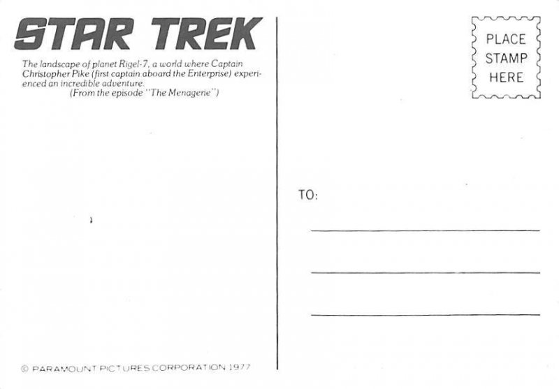 Star Trek, The Rigel Fortress, from episode,  The Menagerie Movie Actor Unused 
