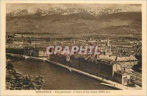 Old Postcard Grenoble Isere The General view and the Alps