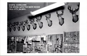 RPPC Coats Hardware Store Hill City SD South Dakota Mount Deer Head Postcard W20