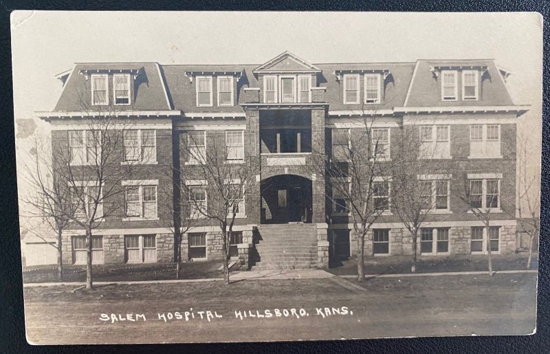 Mint USA Real Picture Postcard Salem Hospital Hillsboro Kansas