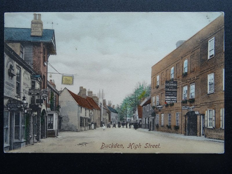 St. Neots BUCKDEN High Street THE LION & GEORGE & DRAGON HOTELS c1908 Postcard