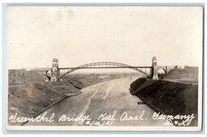 1921 Kiel Canal Grunenthal Bridge Germany RPPC Photo Unposted Postcard 