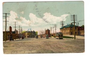 Forest Hills Square, Boston Massachusetts, Used 1911 Flag Cancel