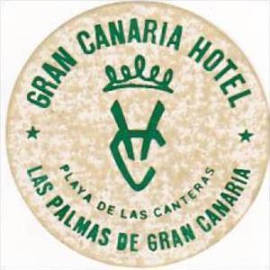 SPAIN LAS PALMAS GRAN CANARIA HOTEL HOTEL VINTAGE LUGGAGE LABEL