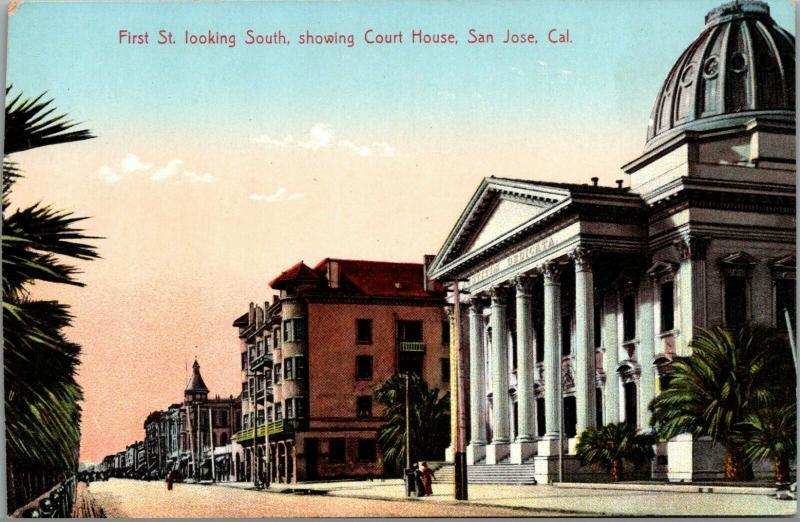 San Jose CA~Justitie Dedicata~Courthouse Columns~Dome (Fire Burned 1931)~c1910 