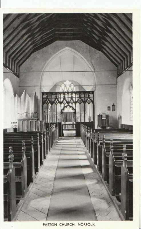 Norfolk Postcard - Paston Church Interior - Real Photograph Unused  17787A