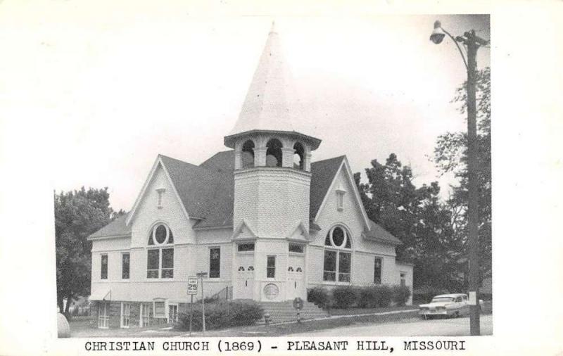 Pleasant Hill Missouri Christian Church Street View Antique Postcard K91448