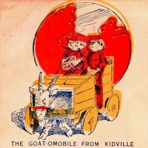 1908 Goat-Omobile From Kidville Funny Goat Car Automobile Postcard K-WIN Vtg A42