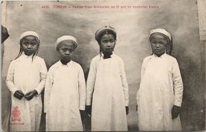 Tonkin Vietnam Four Young Children Petites Filles Dieulefils Postcard G79