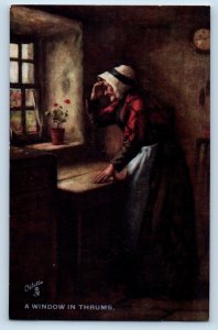 Scotland Postcard A Window in Thrums Scottish Life c1910 Oilette Tuck Art