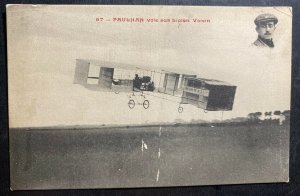 Mint France RPPC Real Picture Postcard Early Aviation Paulhan Biplane In Flight