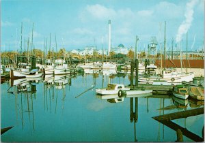 Port Alberni BC Salmon Fleet Fishing Boats Lumber Mill Unused Postcard F58