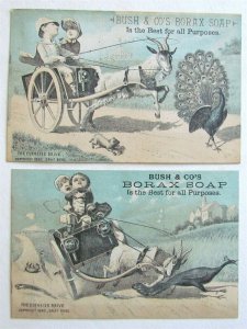 PHILADELPHIA PA BORAX SOAP SET OF 2 ANTIQUE VICTORIAN TRADE CARDS