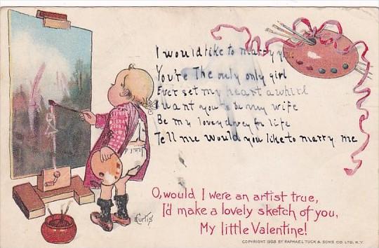 Valentine's Day Young Boy Painting Picture 1906 Tucks