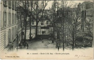 CPA AK PARIS 16e Auteuil Ecole J-B Say Entrée principale (925517)