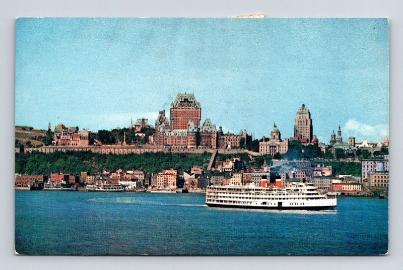 Quebec Waterfront Saguenay Cruise Steamer Canada Postcard Postage Stamps 3c VTG