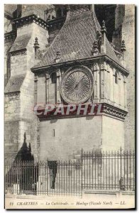 Old Postcard Clock The Cathedral Chartres