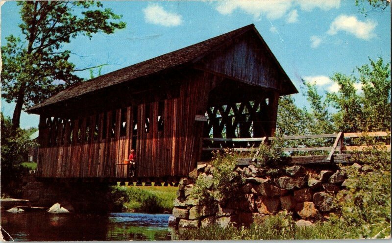 Covered Bridge Dartmouth Lake Sunapee New Hampshire Haverhill Cancel Postcard PM 
