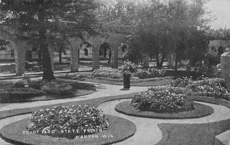 Waupun, WI Wisconsin  STATE PRISON FRONT GARDEN  Penitentiary  ca1910's Postcard