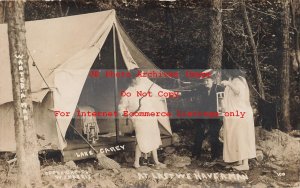 NJ, Lake Carey, New Jersey, RPPC, Lake Carey Camp, At Last We Have a Man, Harris