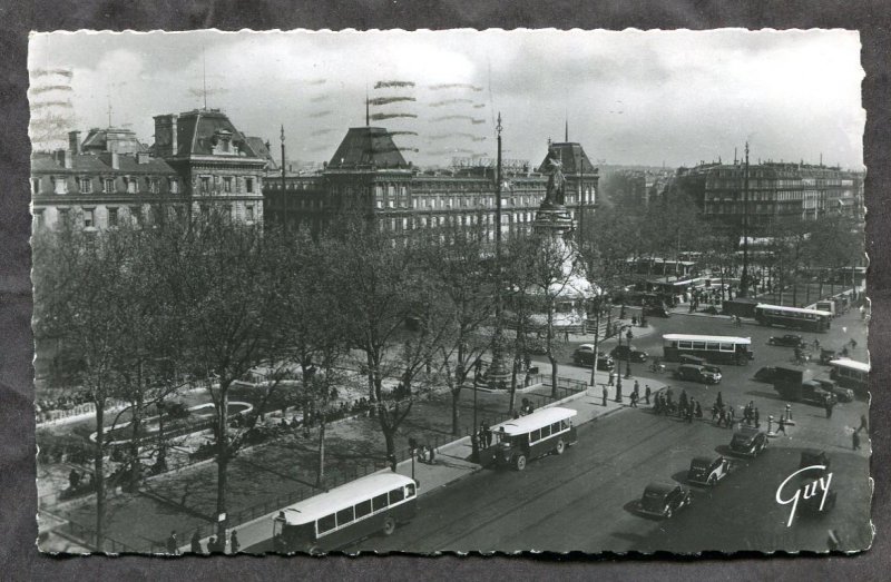 5304 - FRANCE Paris 1949 Place de la Republique Real Photo Postcard Italy Canada