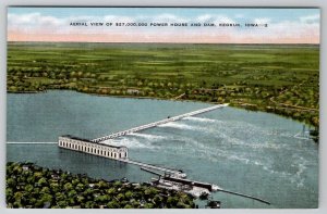 Iowa Keokuk Aerial View of Power House And Dam Postcard D29