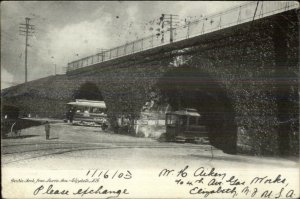 Elizabeth NJ Double Arch Morris Ave Trolleys c1905 Postcard