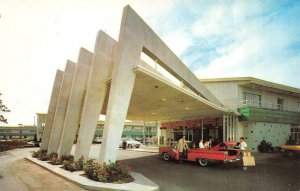 Salt Lake City UT~ HOTEL UTAH MOTOR LODGE 50's Red Convertible ROADSIDE Postcard
