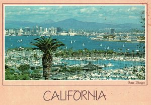 Vintage Postcard San Diego Bay & Skyline Seen From Shelter Island California CA