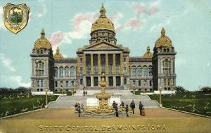 Des Moines, Iowa, State Capitol, Coat of Arms (1910s) Gol...