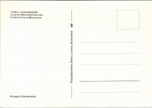 Postcard Switzerland Lucerne Lion's Monument
