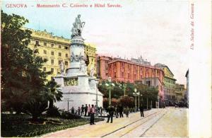 CPA AK GENOVA Monumento C. Colombo e Hotel Savoie ITALY (524353)