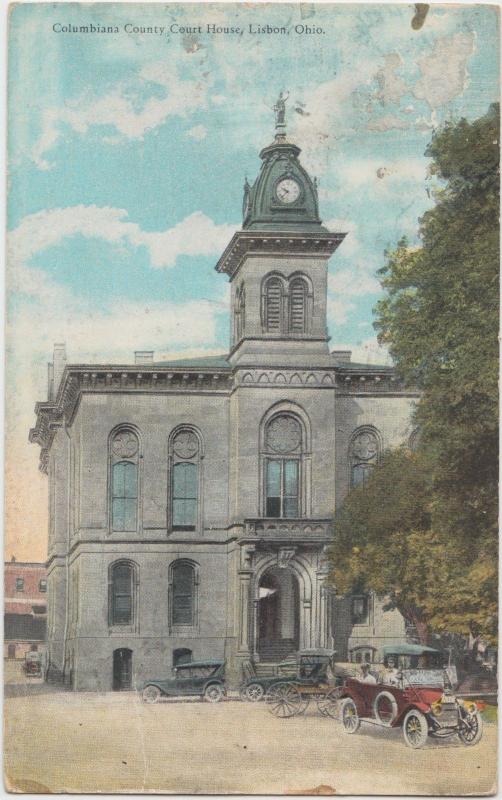 1930 LISBON Ohio Postcard COLUMBIANA COUNTY COURT HOUSE