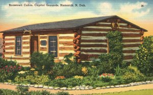 Vintage Postcard Roosevelt Cabin Capitol Grounds Bismarck North Dakota ND