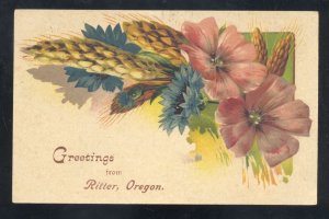 GREETINGS FROM RITTER OREGON PINK FLOWERS VINTAGE POSTCARD ADAMS ONTARIO