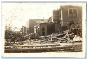 Omaha Nebraska NE RPPC Photo Postcard 42nd & Harney Street After Tornado 1913