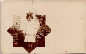 RPPC NY New York Little Girl in Garden Sent to Christmas Cove Maine 1908 S111