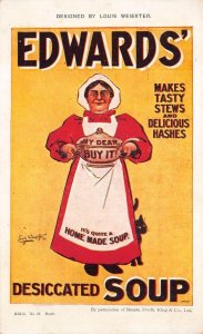 EDWARDS' DESICCATED SOUP CAT UK ENGLAND LOUIS WEIRTER ADVERTISING POSTCARD 1904