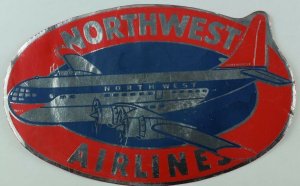 1940's-50's North-West Airlines Luggage Label Original E19