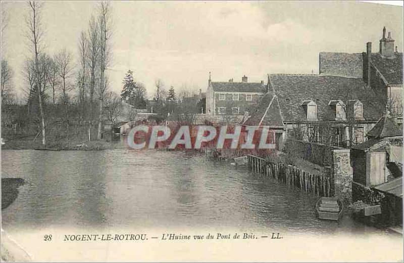 Old Postcard 28 nogent the rotrou huisne the view of the wooden bridge