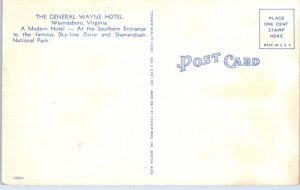 1930s The General Wayne Hotel Waynesboro VA Postcard