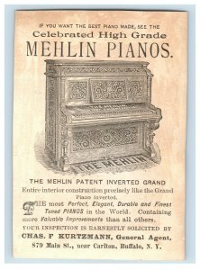 1880s-90s Mehlin Pianos Patent Inverted Grand Chas. F. Kurtzmann Agent P216