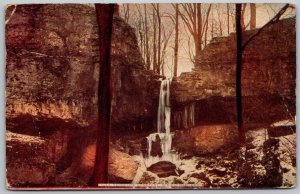 Springfield Ohio 1910 Postcard Falls Waterfall Ferncliff Cemetery