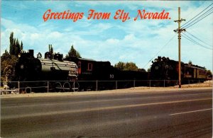 Ely, NV Nevada  RAILROAD TRAIN LOCOMOTIVE DISPLAY  White Pine County  Postcard